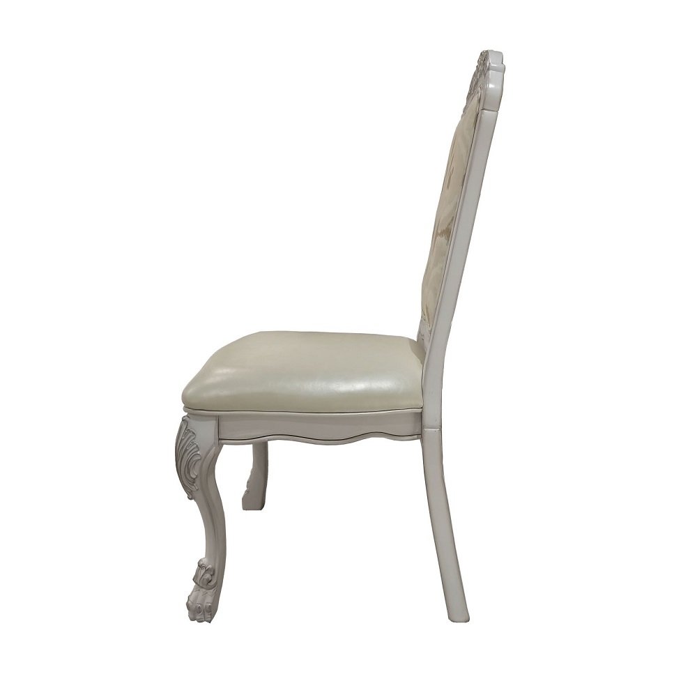 Dresden Side Chair (Set-2) Fabric, Synthetic Leather & Bone White