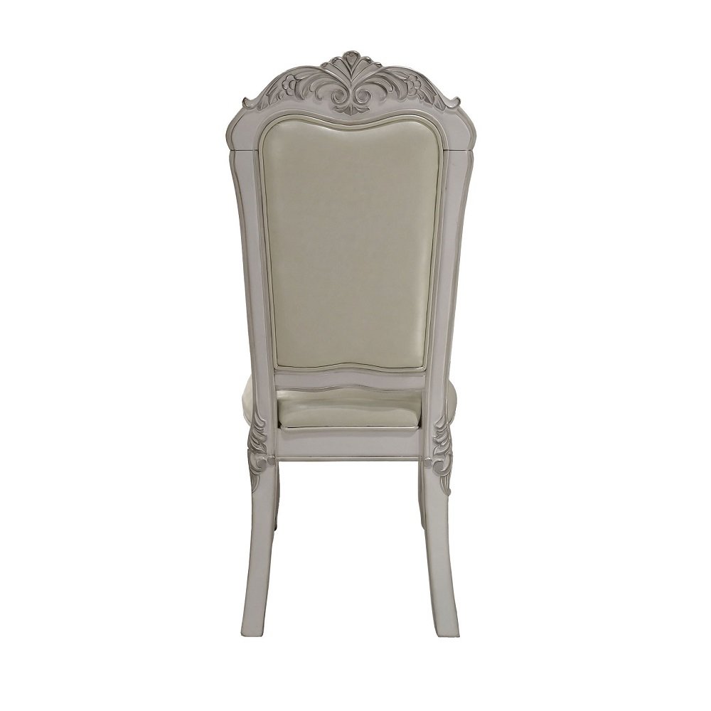 Dresden Side Chair (Set-2) Fabric, Synthetic Leather & Bone White