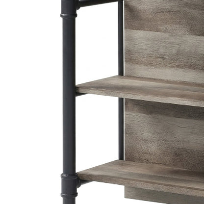 Composite Wood and Metal Kitchen Island with Storage, Antique Oak & Sandy Gray