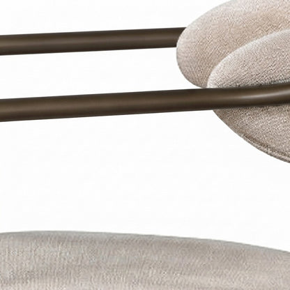 Linen Upholstered Dining Arm Chairs with Wood-Metal Frame, Beige Linen & Black