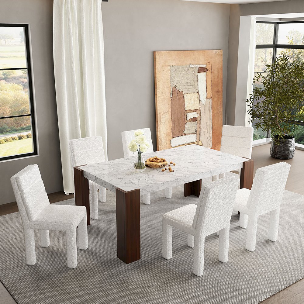 Hettie Dining Table Engineered Stone & Walnut