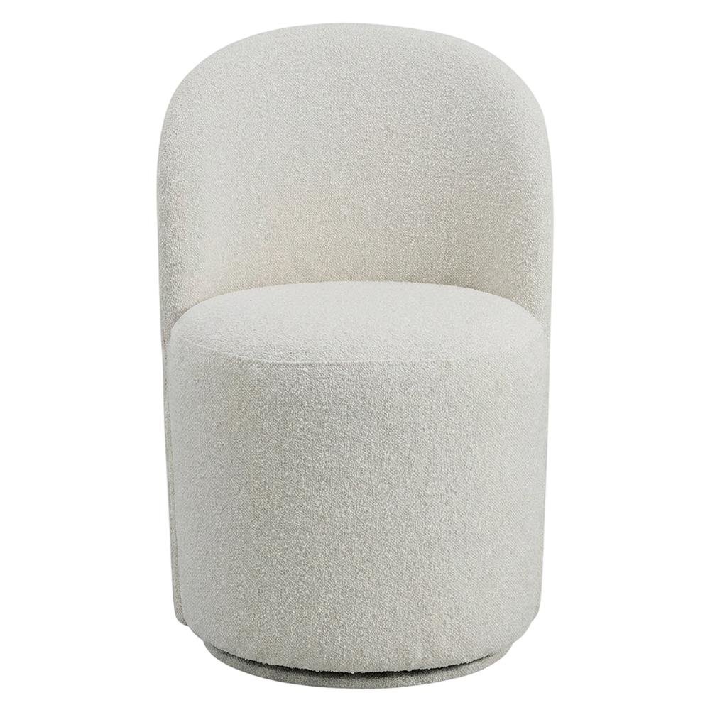 Boucle Swivel Accent Chair, Dining or Living Room Side Chair, Beige Boucle, Set of 2