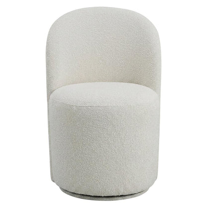 Boucle Swivel Accent Chair, Dining or Living Room Side Chair, Beige Boucle, Set of 2