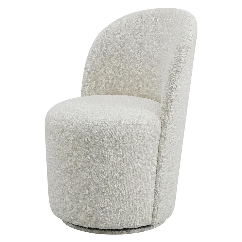 Boucle Swivel Accent Chair, Dining or Living Room Side Chair, Beige Boucle, Set of 2
