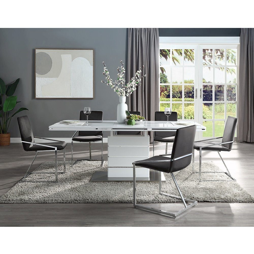 Zlatan Side Chair(Set-2) Gray Velvet & Chrome