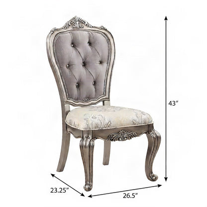 Velvet Accent Side Chairs, Set of 2 with Resin Legs, Antique Plantinum