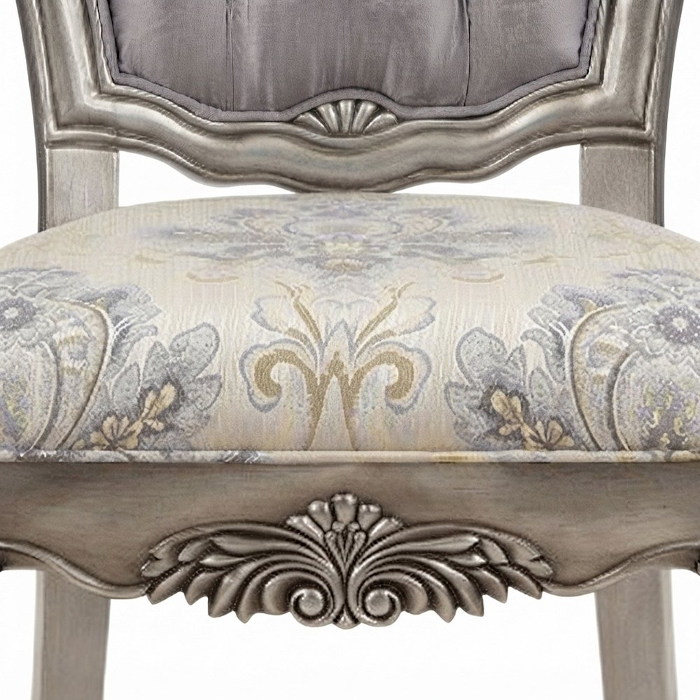 Velvet Accent Side Chairs, Set of 2 with Resin Legs, Antique Plantinum