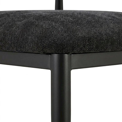 Chenille Dining Chairs, Set of 2, Black Chenille & Black
