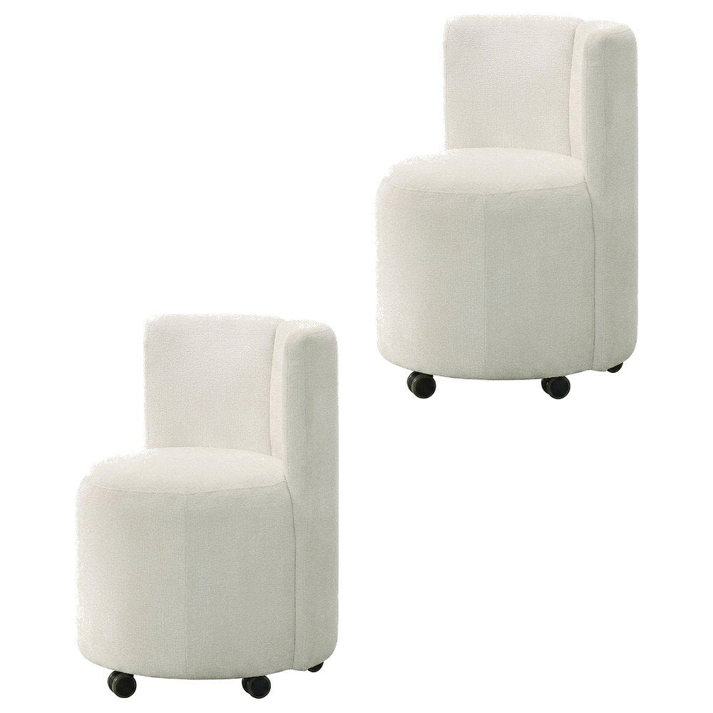 Chenille Upholstered Swivel Accent Chair, White Chenille, Set of 2