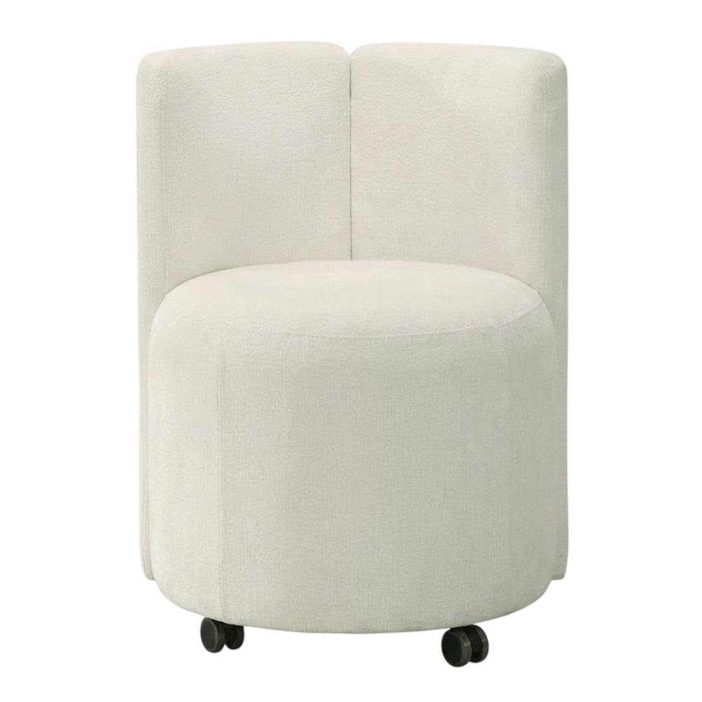 Chenille Upholstered Swivel Accent Chair, White Chenille, Set of 2