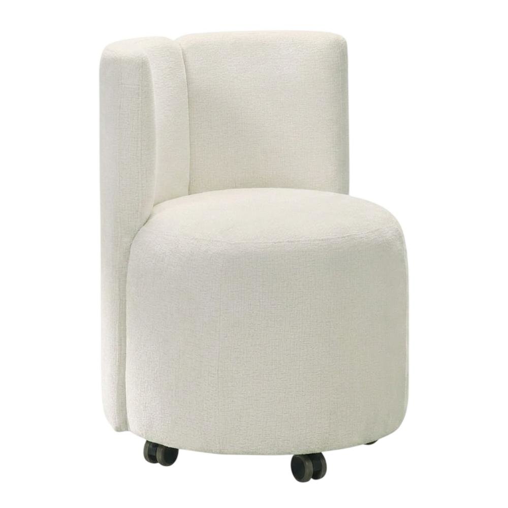 Chenille Upholstered Swivel Accent Chair, White Chenille, Set of 2