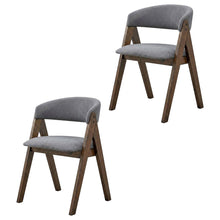 Fabric-Upholstered Side Chair with Walnut Wood Legs, Gray Fabric, Set of 2