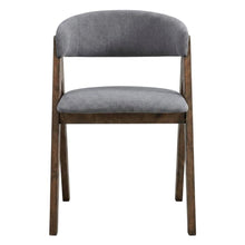 Fabric-Upholstered Side Chair with Walnut Wood Legs, Gray Fabric, Set of 2