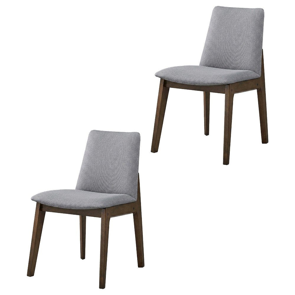 Fabric Dining Side Chair, Scandinavian, Light Gray Fabric & Walnut, Set of 2