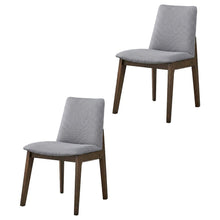 Fabric Dining Side Chair, Scandinavian, Light Gray Fabric & Walnut, Set of 2
