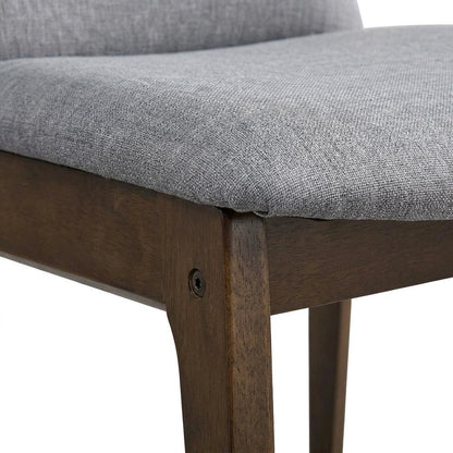 Fabric Dining Side Chair, Scandinavian, Light Gray Fabric & Walnut, Set of 2
