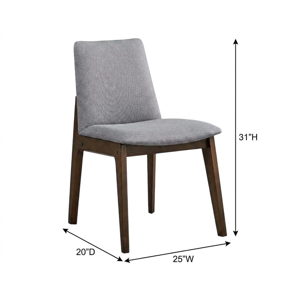 Fabric Dining Side Chair, Scandinavian, Light Gray Fabric & Walnut, Set of 2