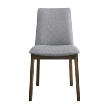 Fabric Dining Side Chair, Scandinavian, Light Gray Fabric & Walnut, Set of 2