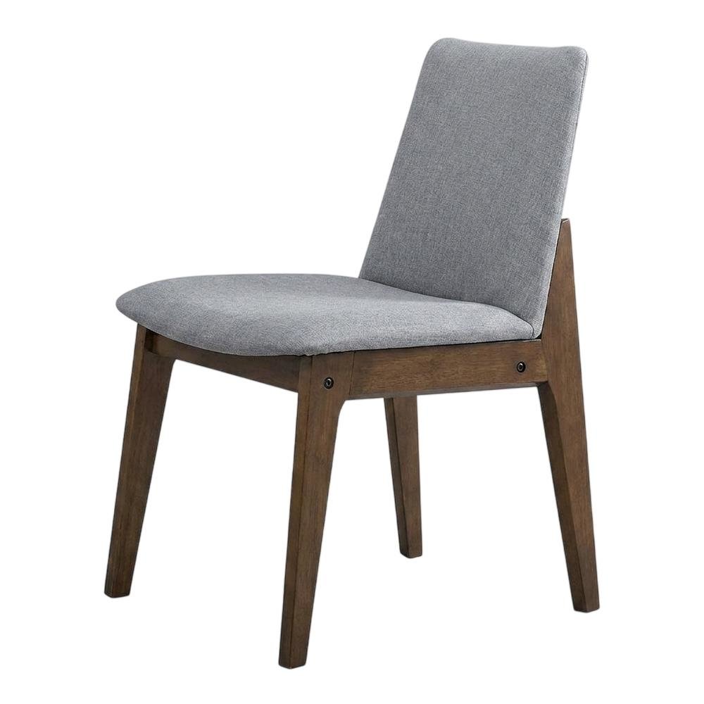 Fabric Dining Side Chair, Scandinavian, Light Gray Fabric & Walnut, Set of 2
