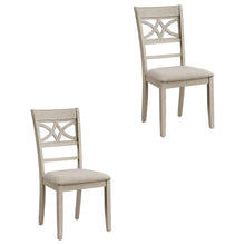 Linen Dining Side Chairs with Wood Frame, Beige Linen & Antique Bone White, Set of 2