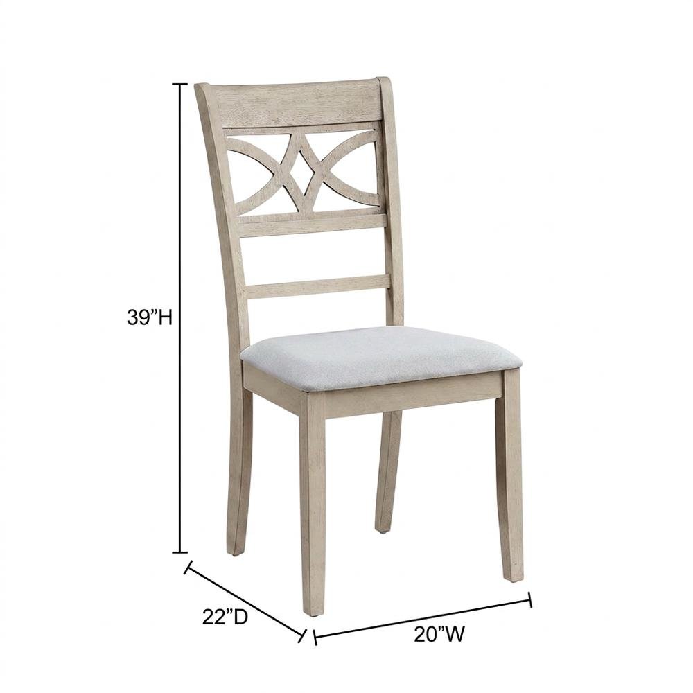 Linen Dining Side Chairs with Wood Frame, Beige Linen & Antique Bone White, Set of 2