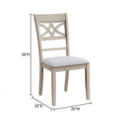 Linen Dining Side Chairs with Wood Frame, Beige Linen & Antique Bone White, Set of 2