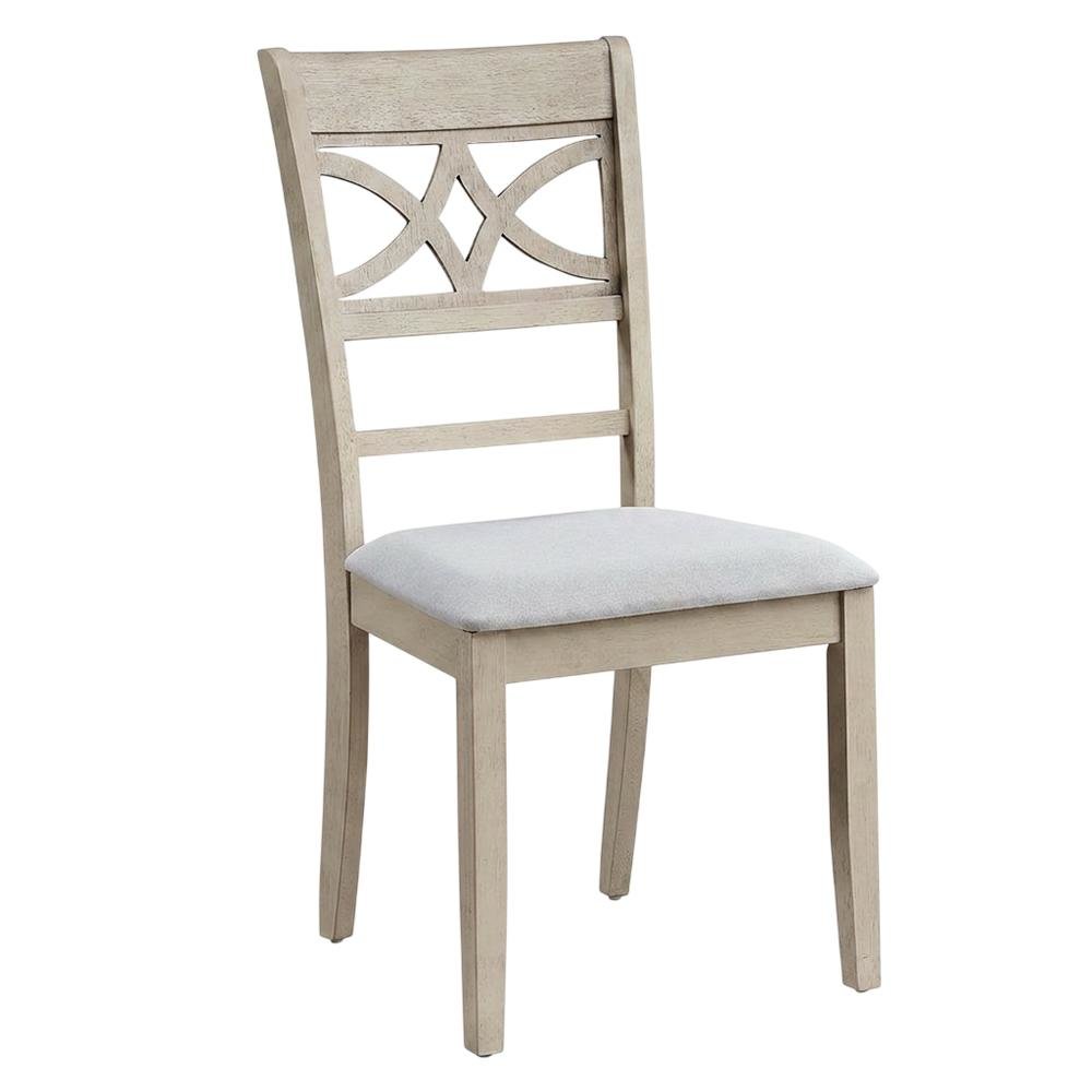 Linen Dining Side Chairs with Wood Frame, Beige Linen & Antique Bone White, Set of 2