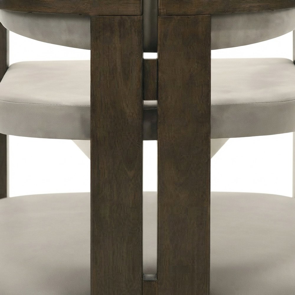 Microfiber Upholstered Dining Chair, Arms and Walnut Legs, Light Gray & Walnut