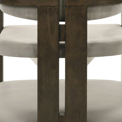 Microfiber Upholstered Dining Chair, Arms and Walnut Legs, Light Gray & Walnut