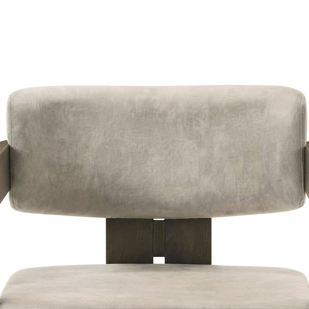 Microfiber Upholstered Dining Chair, Arms and Walnut Legs, Light Gray & Walnut