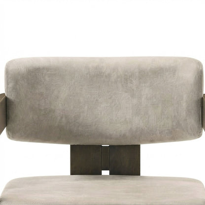 Microfiber Upholstered Dining Chair, Arms and Walnut Legs, Light Gray & Walnut
