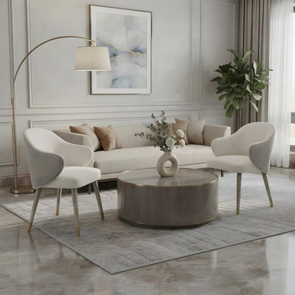 Upholstered Wood Dining Chairs, Contemporary Side Chair Set of 2, Gray Oak