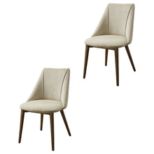 Microfiber Dining Chair, Beige Polished Microfiber & Dark oak, Set of 2