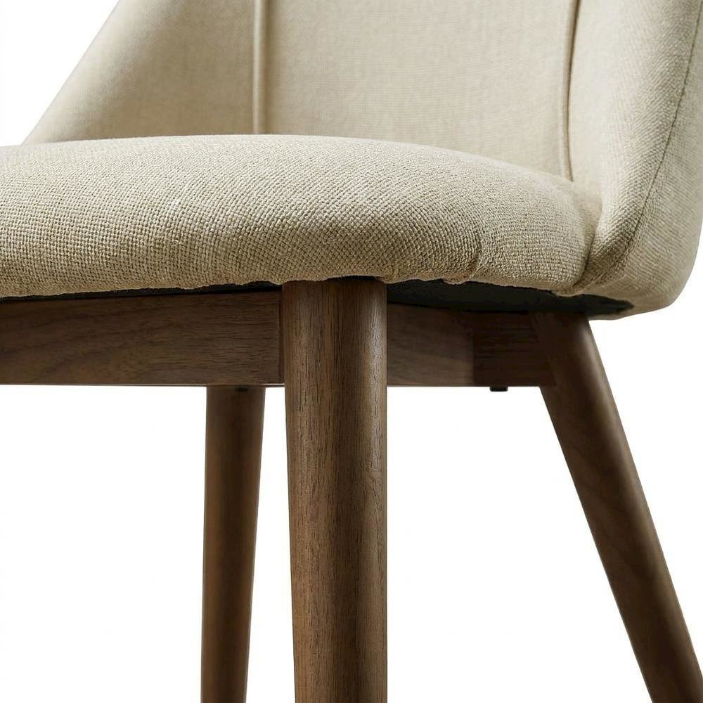 Microfiber Dining Chair, Beige Polished Microfiber & Dark oak, Set of 2