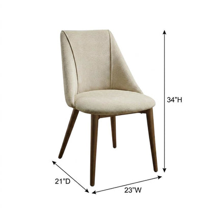 Microfiber Dining Chair, Beige Polished Microfiber & Dark oak, Set of 2