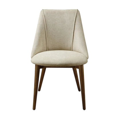 Microfiber Dining Chair, Beige Polished Microfiber & Dark oak, Set of 2