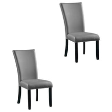 Faux Leather Side Chair, Set of 2 Dining Chairs, Gray Synthetic, Set of 2