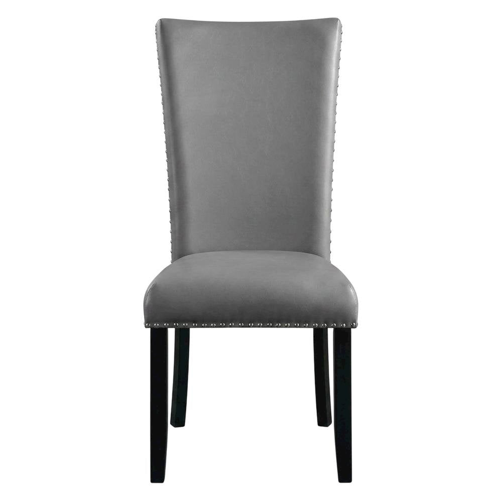 Faux Leather Side Chair, Set of 2 Dining Chairs, Gray Synthetic, Set of 2