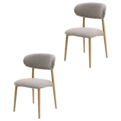 Boucle Upholstered Dining Chairs with Metal Legs, Gray Boucle & Natural, Set of 2