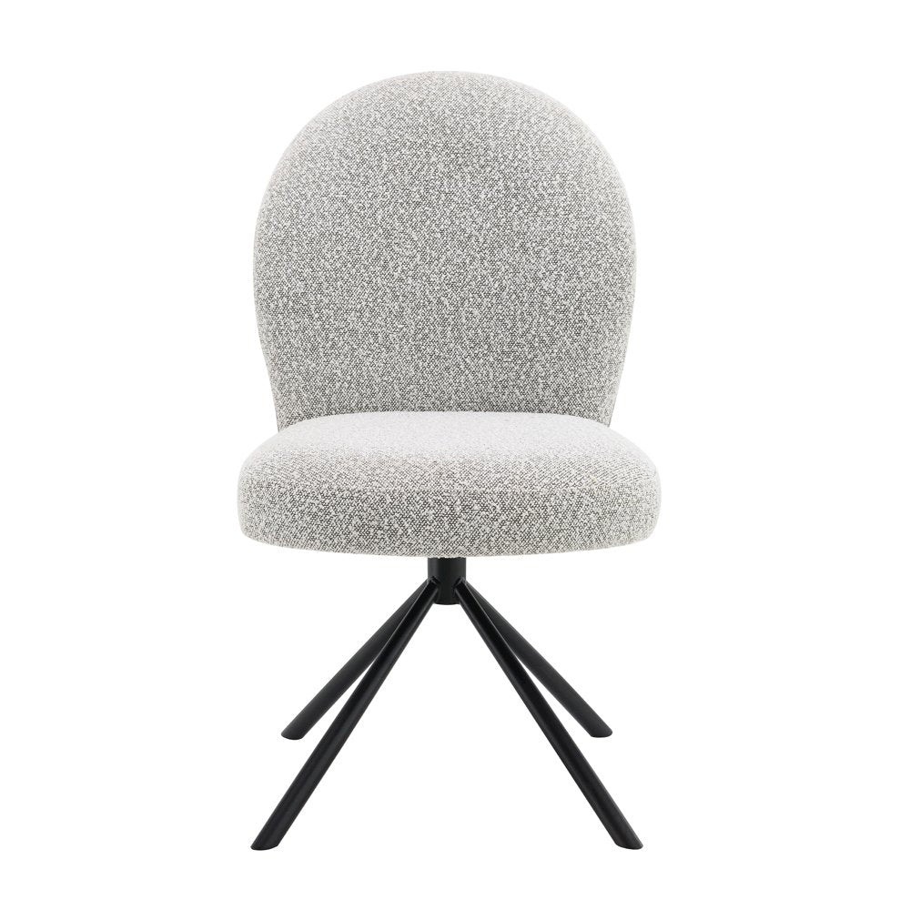 Lawton Side Chair w/Swivel (Set-2) Gray Boucle & Black