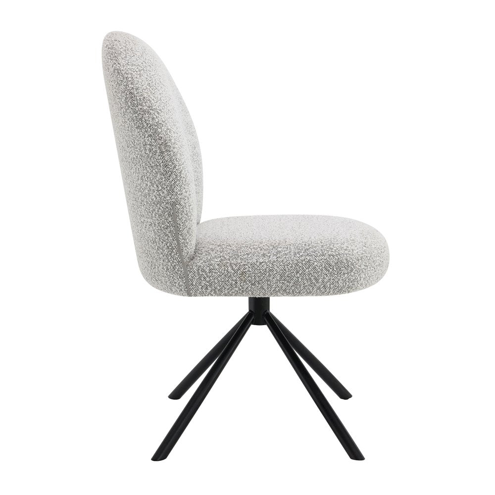 Lawton Side Chair w/Swivel (Set-2) Gray Boucle & Black