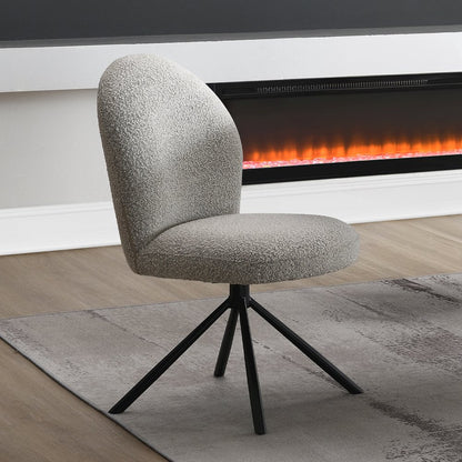 Lawton Side Chair w/Swivel (Set-2) Gray Boucle & Black