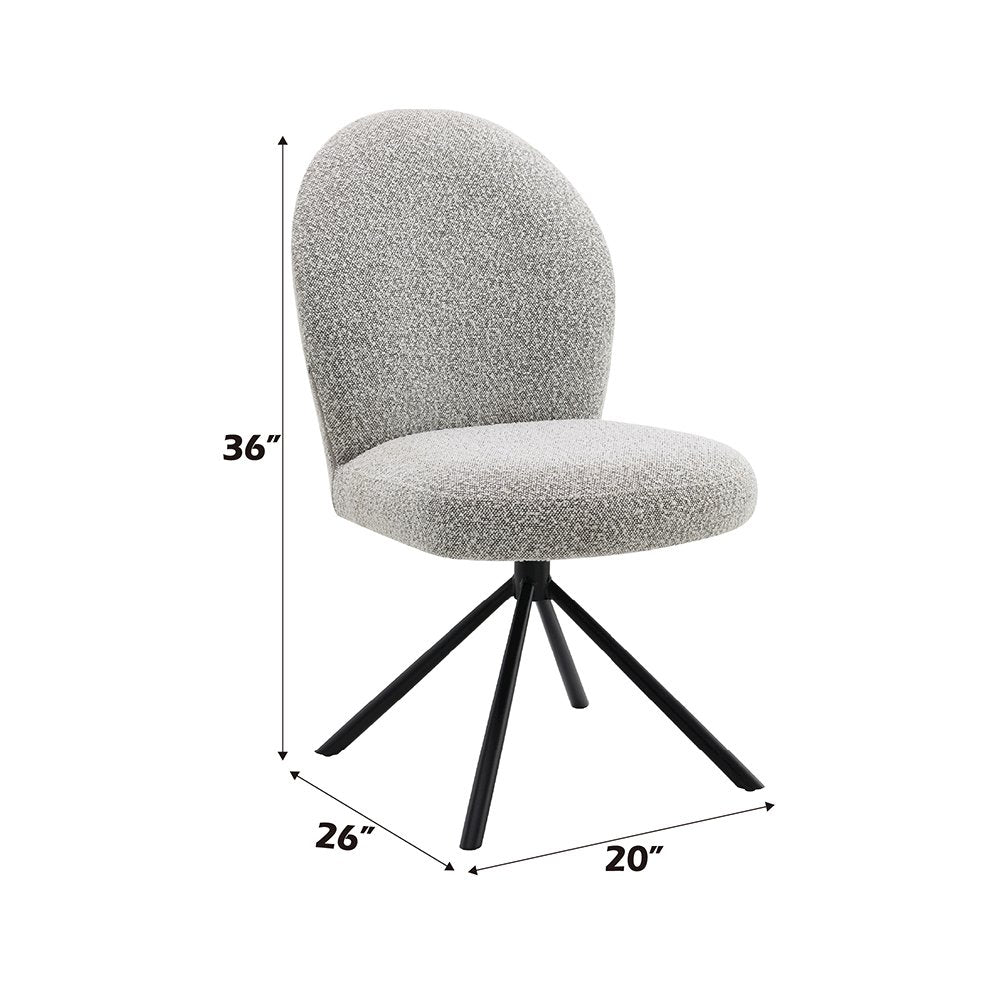 Lawton Side Chair w/Swivel (Set-2) Gray Boucle & Black