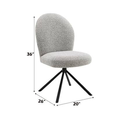 Lawton Side Chair w/Swivel (Set-2) Gray Boucle & Black