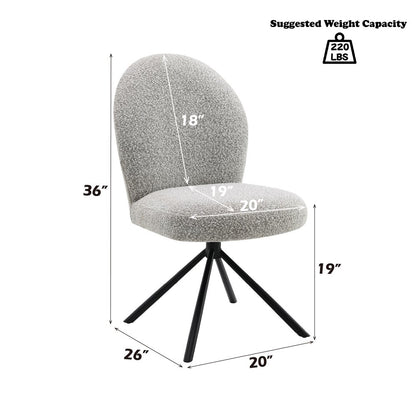 Lawton Side Chair w/Swivel (Set-2) Gray Boucle & Black