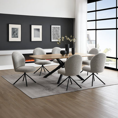 Lawton Side Chair w/Swivel (Set-2) Gray Boucle & Black
