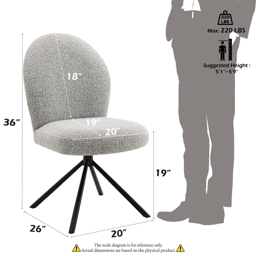 Lawton Side Chair w/Swivel (Set-2) Gray Boucle & Black