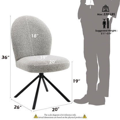 Lawton Side Chair w/Swivel (Set-2) Gray Boucle & Black