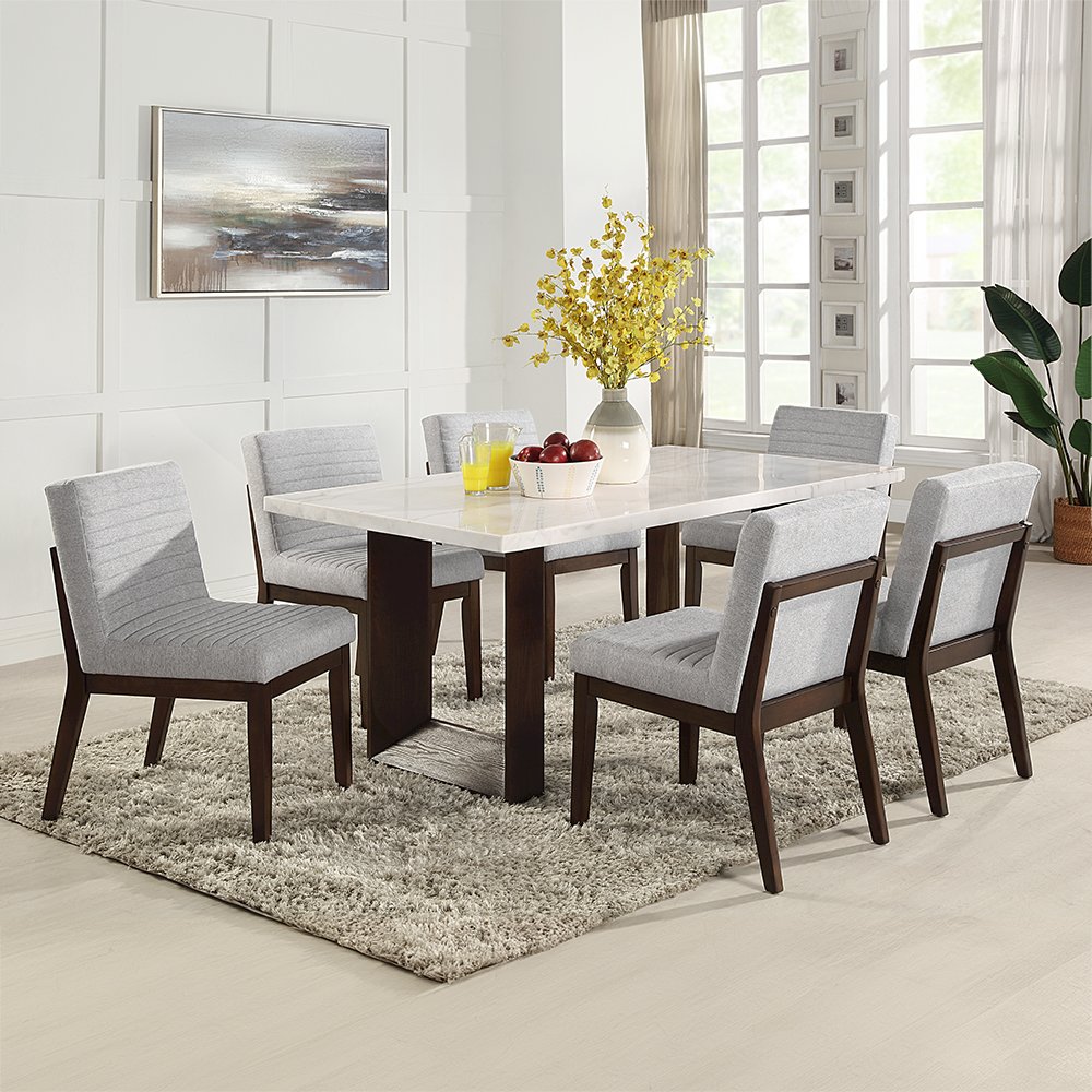 Edwyn Side Chair (Set-2) Gray Linen & Espresso