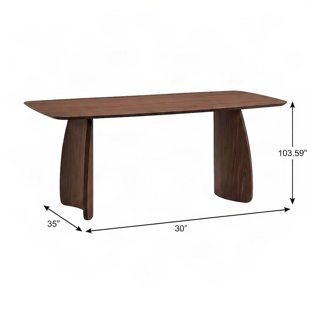 Wood Veneer Scandinavian Dining Table, Rectangle Kitchen Dinner Table, Walnut